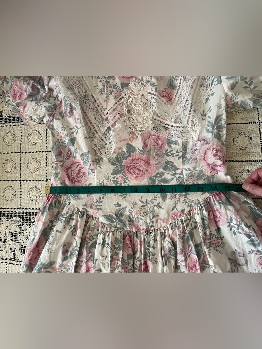 Vintage Jessica McClintock  Gunne Sax Cottage Core Floral Lace Dress Size 12 - Picture 9 of 10